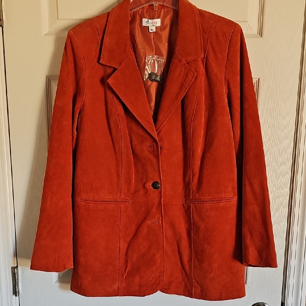 D & Co Suede Leather Women's Rust Blazer